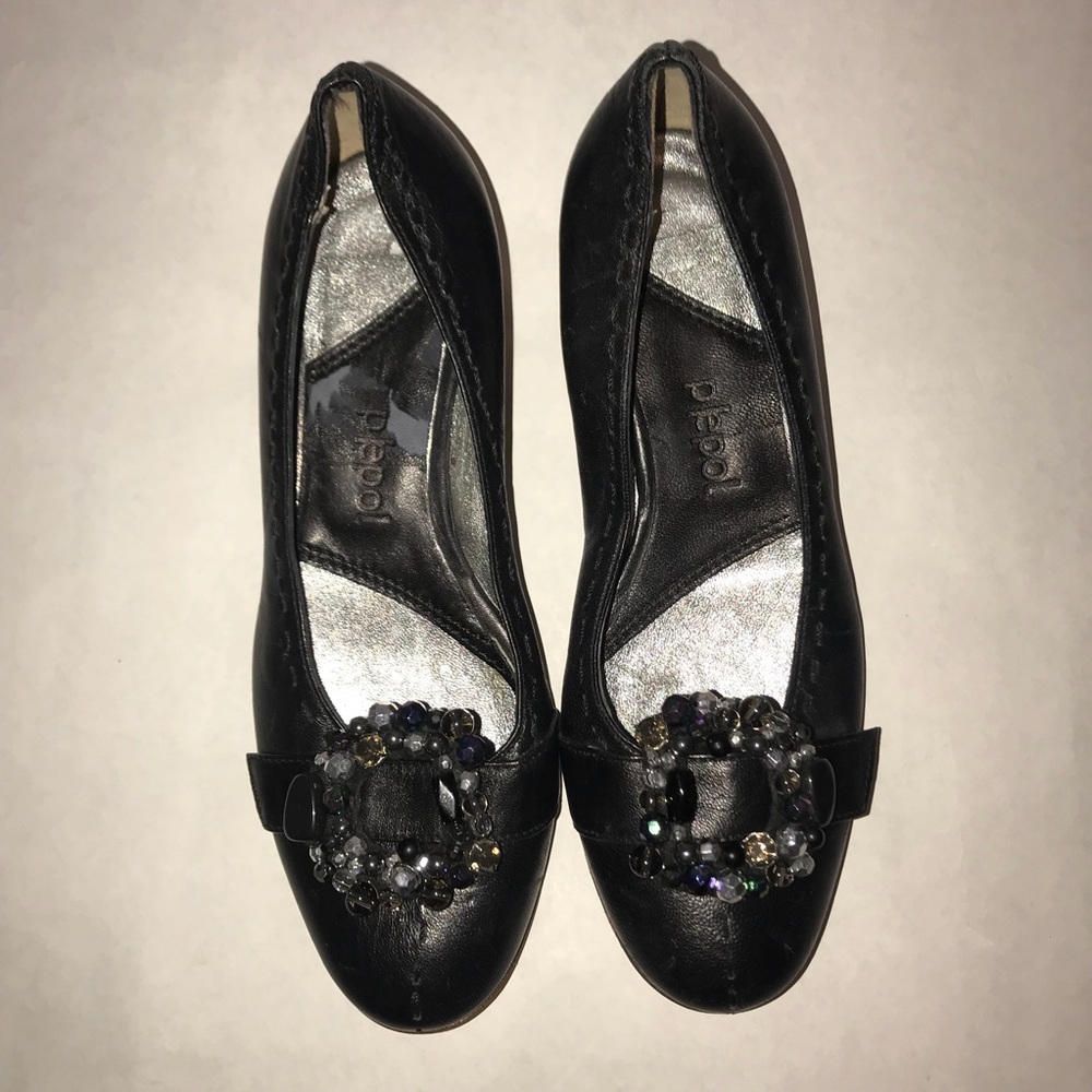 Pepol Black Leather Kitten Heels Size 35 (5)